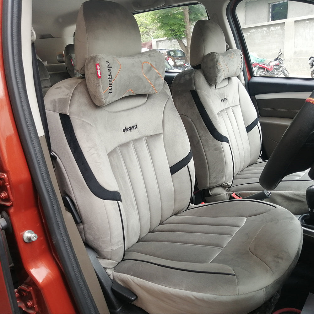 King Velvet Fabric Car Seat Cover Grey For Maruti Brezza