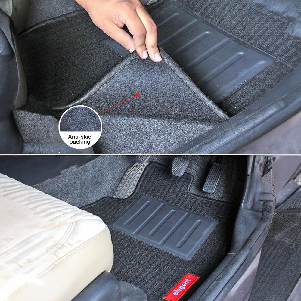 Cord Carpet Car Floor Mat Black and Orange For Citroen C3