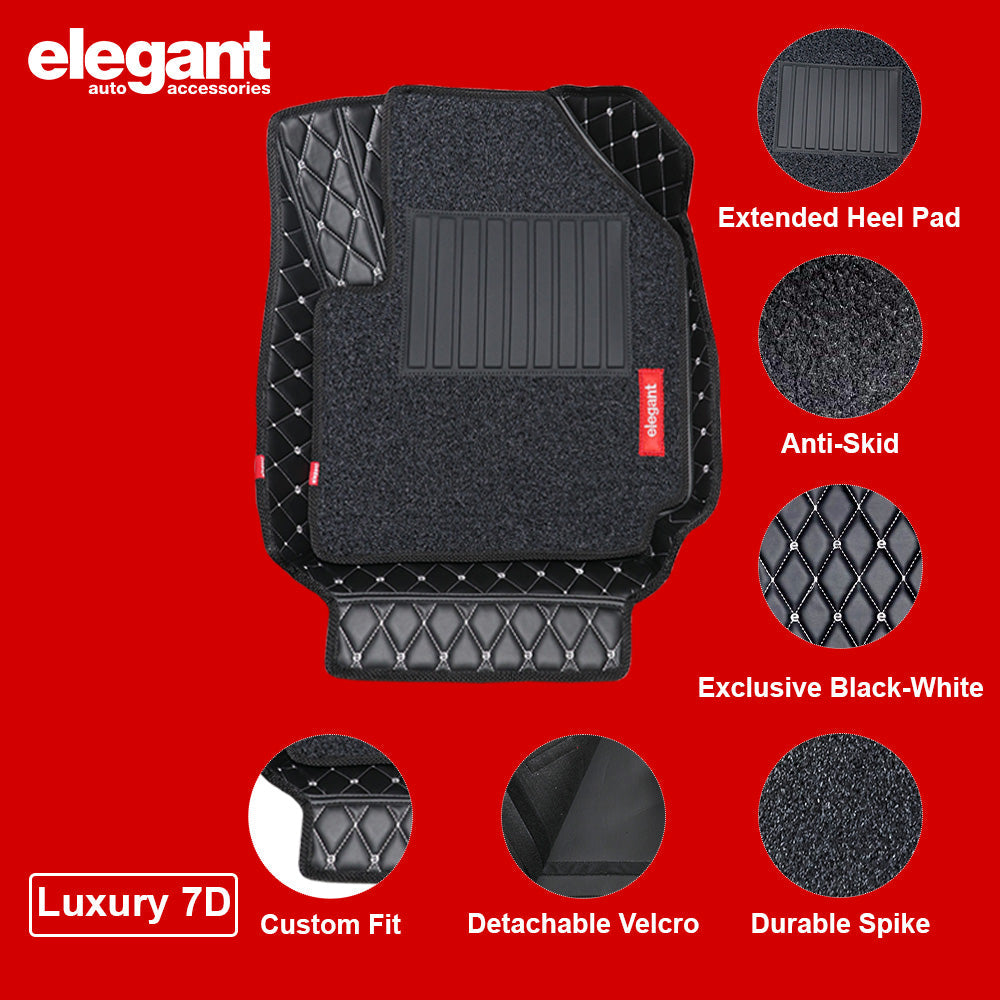 7D Car Floor Mats Black and White For Honda Amaze