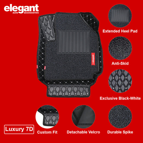 7D Car Floor Mats Black and White For Honda Amaze
