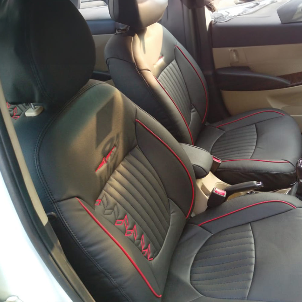 Vogue Knight Art Leather Car Seat Cover Black and Red For Mahindra Scorpio