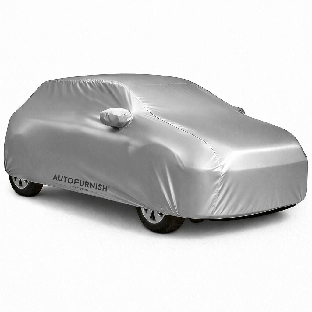 Ford Fiesta Classic Car Body Cover, Heat & Water Resistant, Dustproof with Mirror Pockets (PREMIUM SILVER)