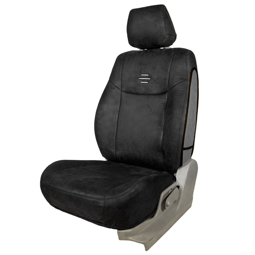 Nubuck Patina Leather Feel Fabric Airbag Friendly Car Seat Cover Black For Maruti Brezza