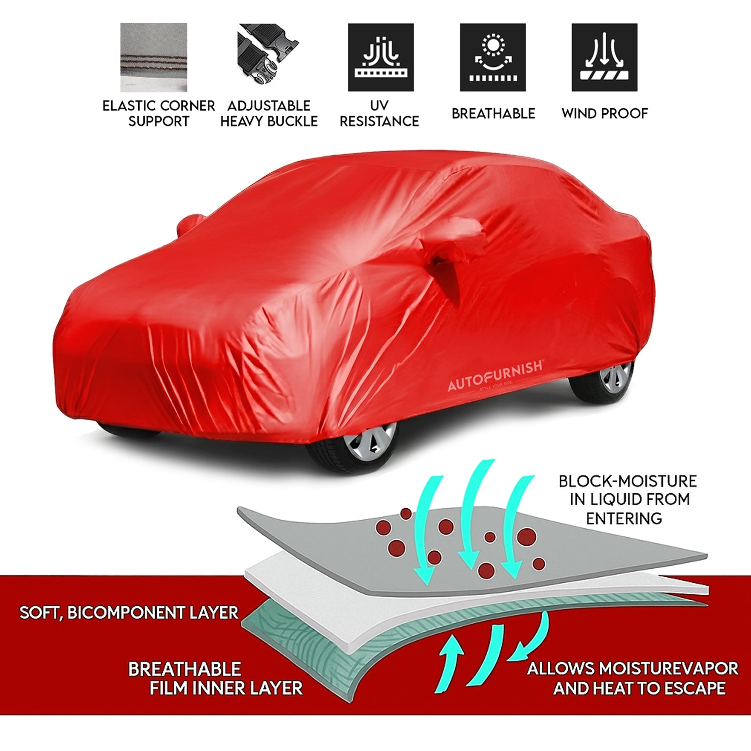 Audi A5 2017 Autofurnish Parker Red Car Body Cover Parker Red