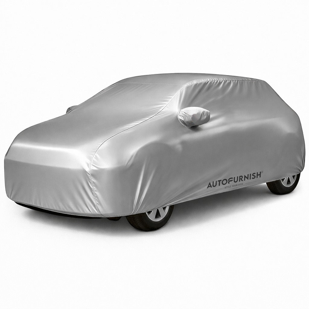 Ford Fiesta Classic Car Body Cover, Heat & Water Resistant, Dustproof with Mirror Pockets (PREMIUM SILVER)