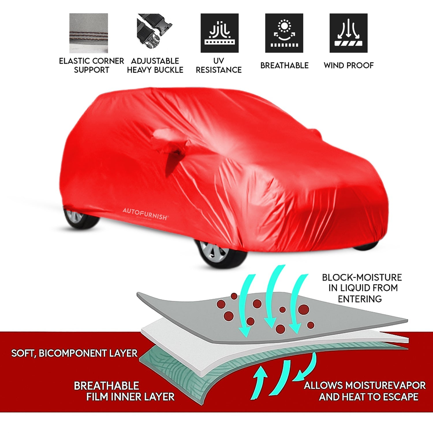 Autofurnish Parker Red Car Body Cover For Volvo XC60 2015-18 - Parker Red
