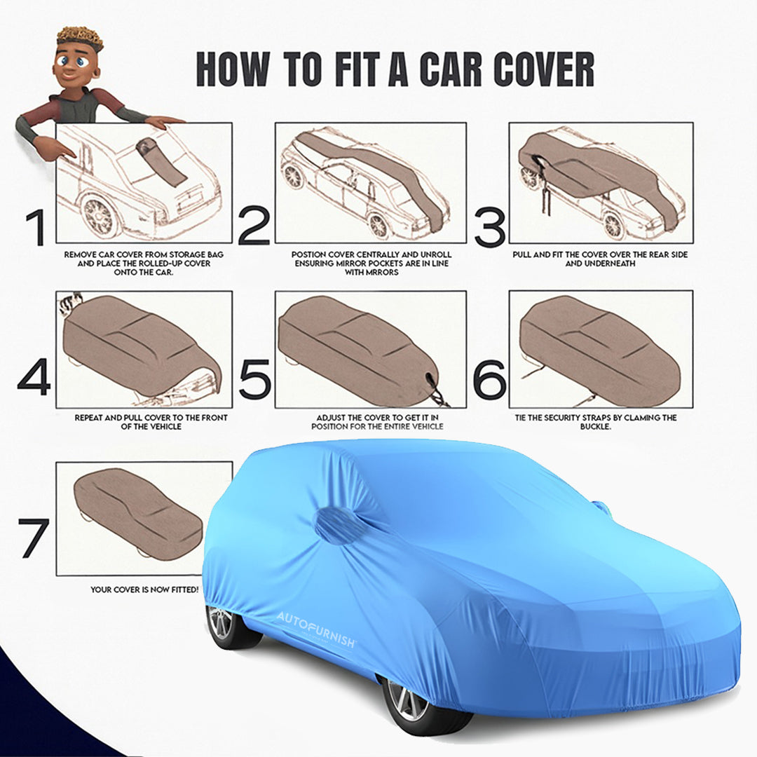 Maruti Vitara Brezza 2021 Car Body Cover, Heat & Water Resistant with Side Mirror Pockets (PARKER BLUE)