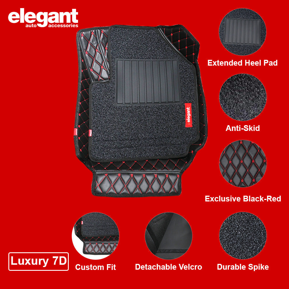 7D Car Floor Mats Black and Red For Mahindra XUV300