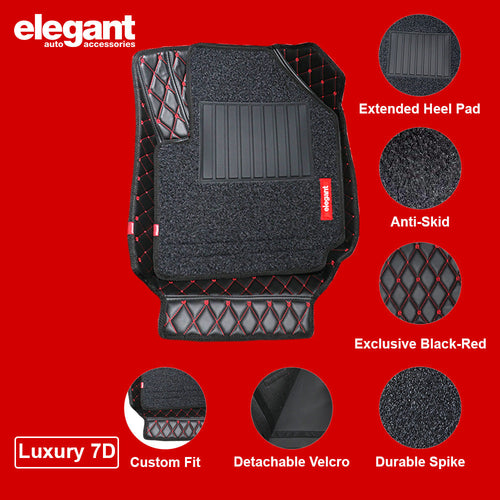 7D Car Floor Mats Black and Red For Mahindra XUV300
