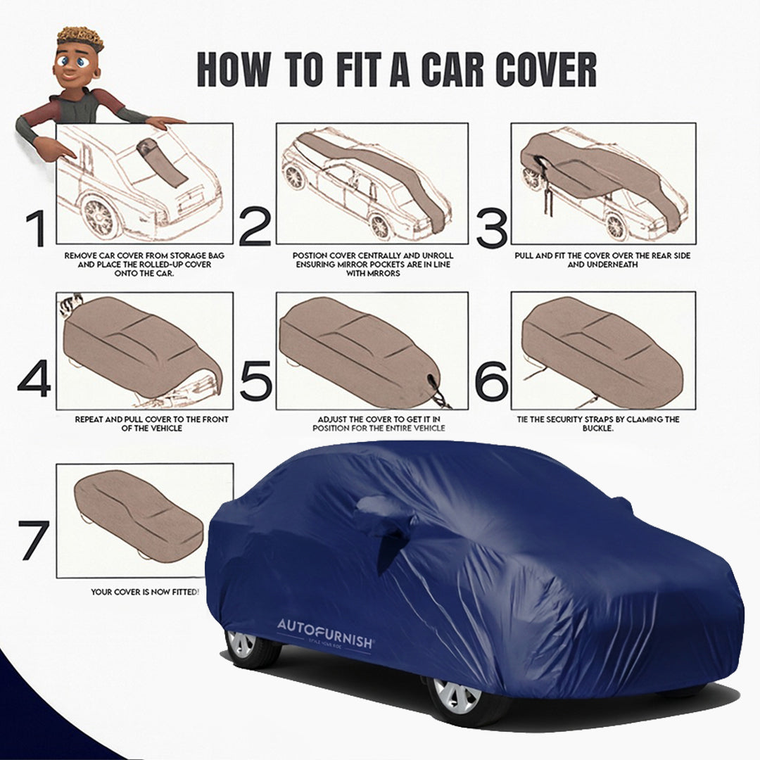 Mahindra Verito Vibe Car Body Cover, Heat & Water Resistant with Side Mirror Pockets (PARKER BLUE)