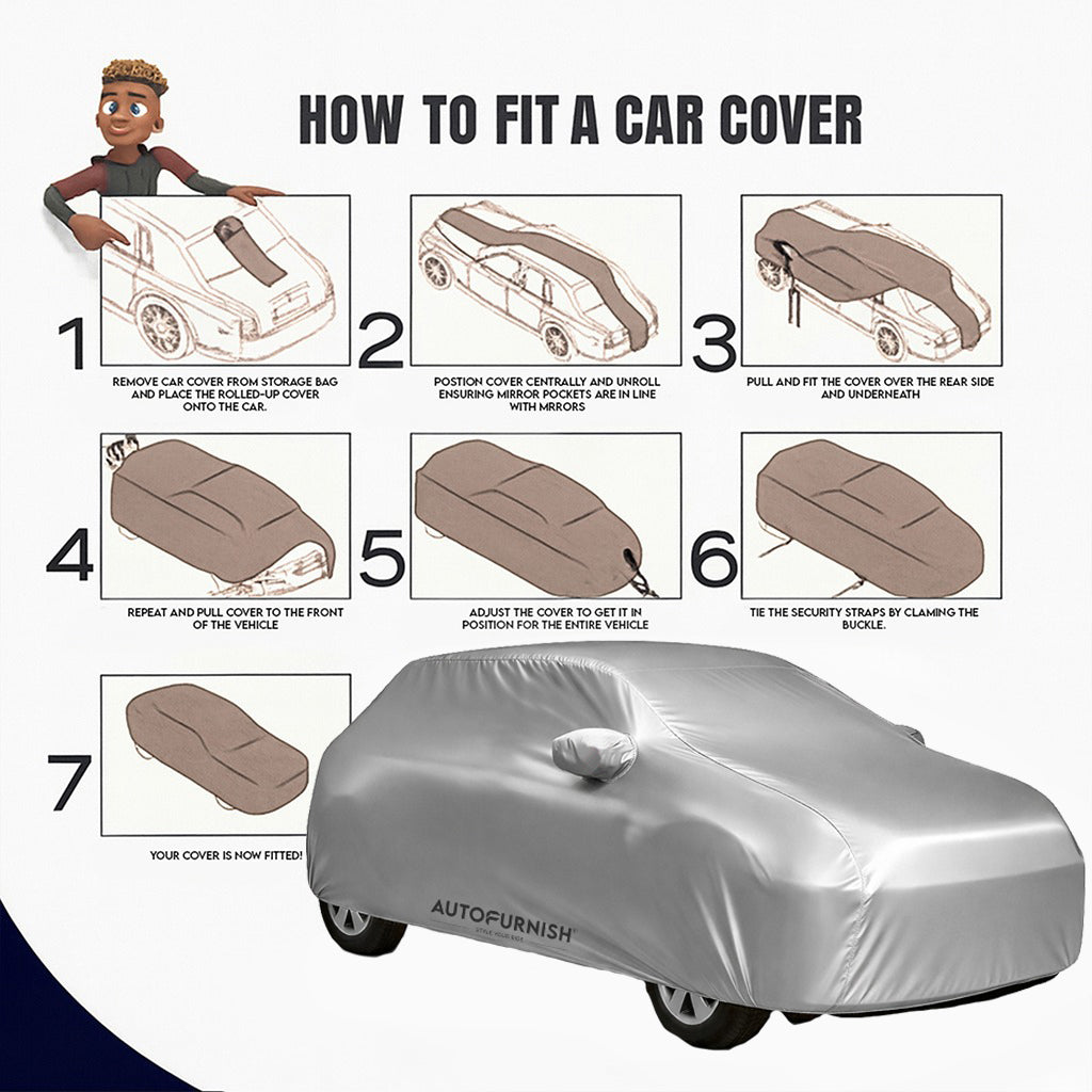 Ford Fiesta Classic Car Body Cover, Heat & Water Resistant, Dustproof with Mirror Pockets (PREMIUM SILVER)