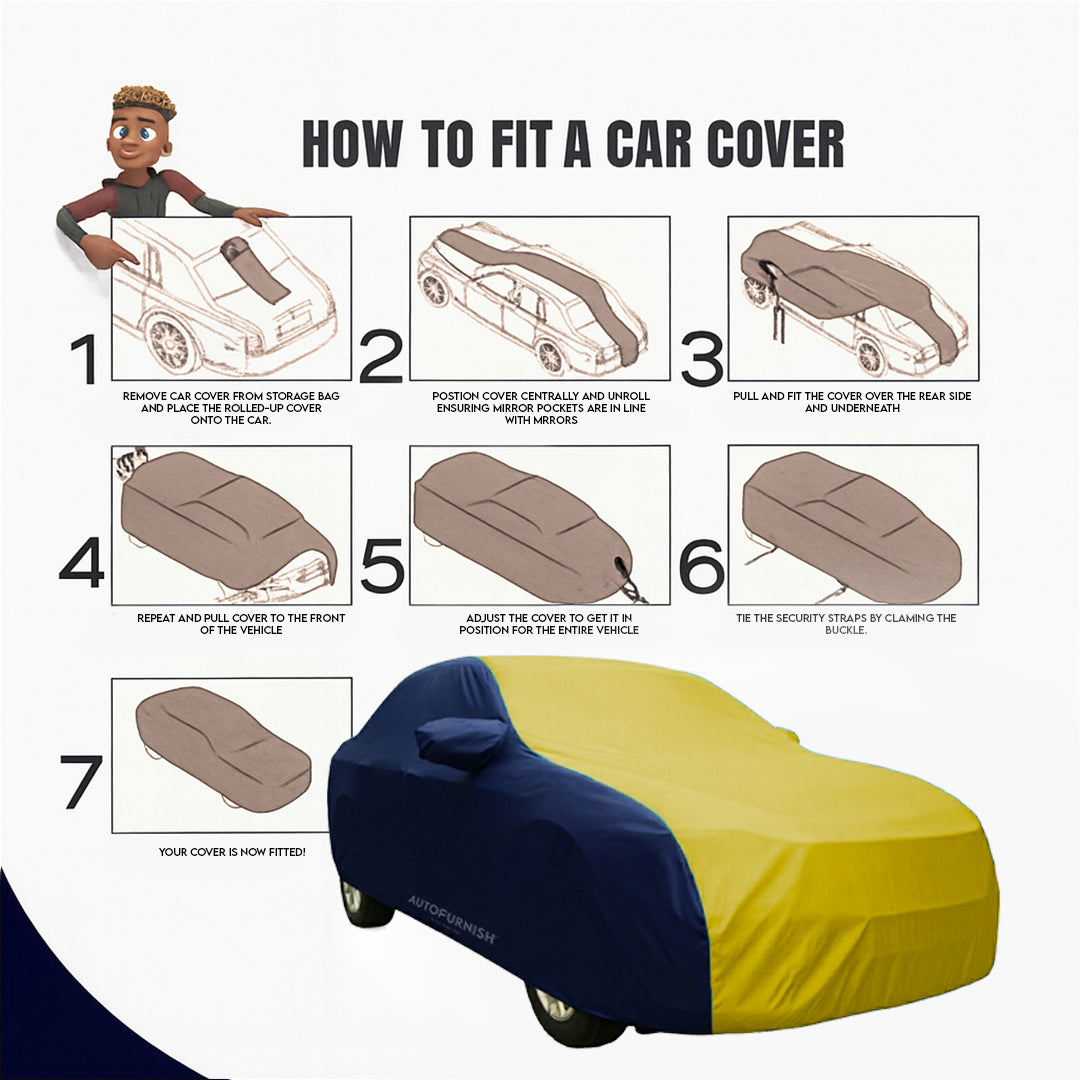 Hyundai Xcent Car Body Cover, Triple Stitched, Heat & Water Resistant with Side Mirror Pockets (SPORTY Series)