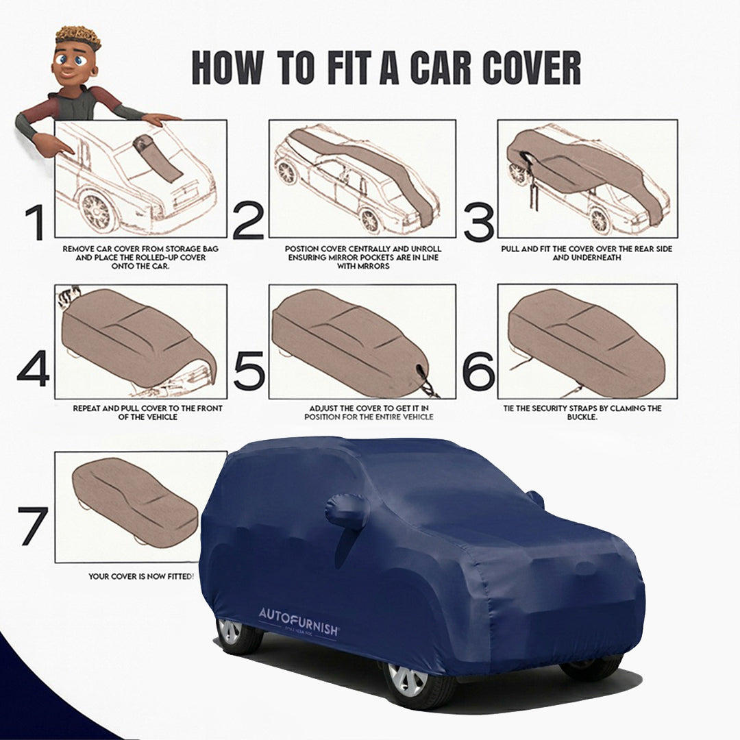 Ford EcoSport Car Body Cover, Heat & Water Resistant with Side Mirror Pockets (PARKER BLUE)