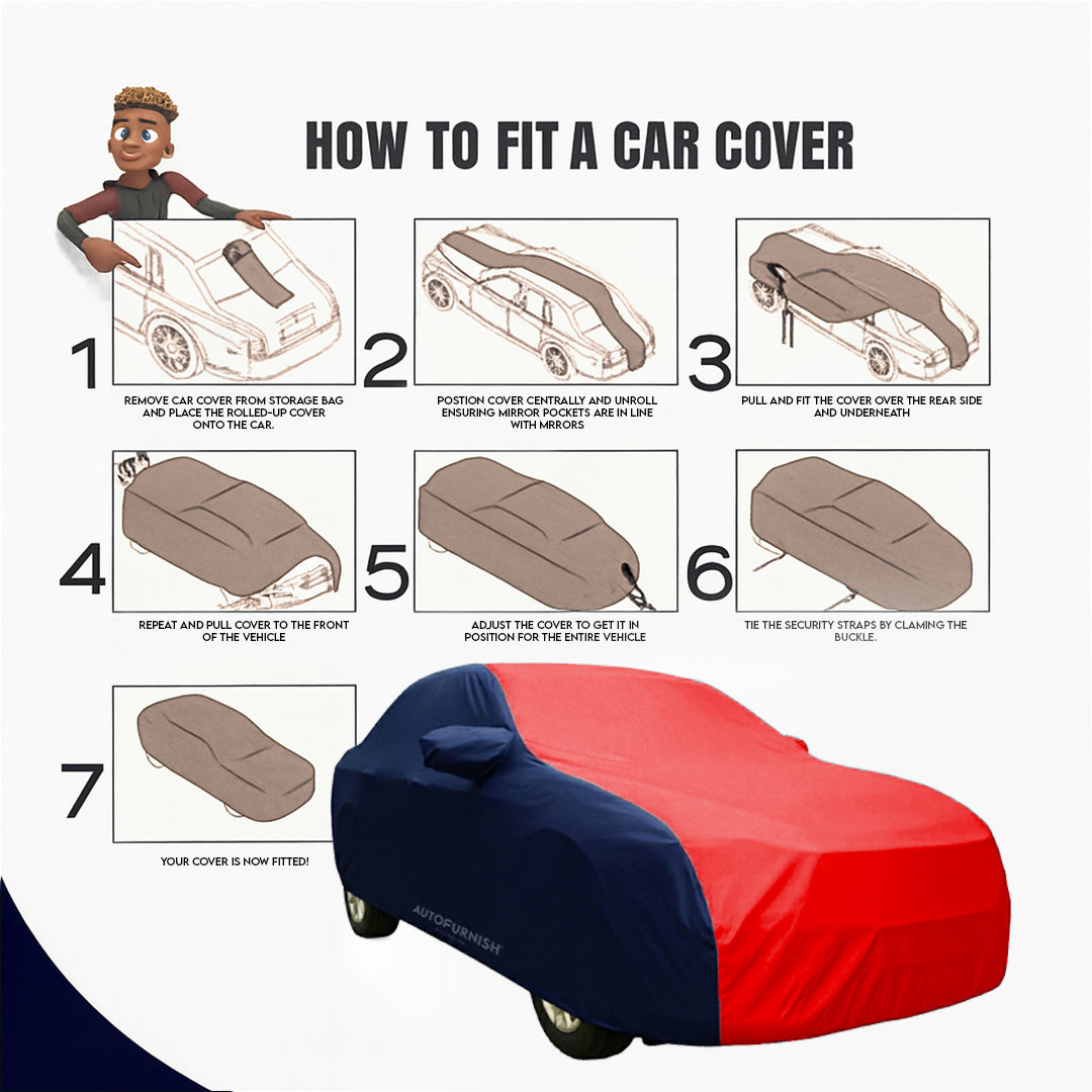 Tata Tigor Car Body Cover, Triple Stitched, Heat & Water Resistant with Side Mirror Pockets (SPORTY Series)
