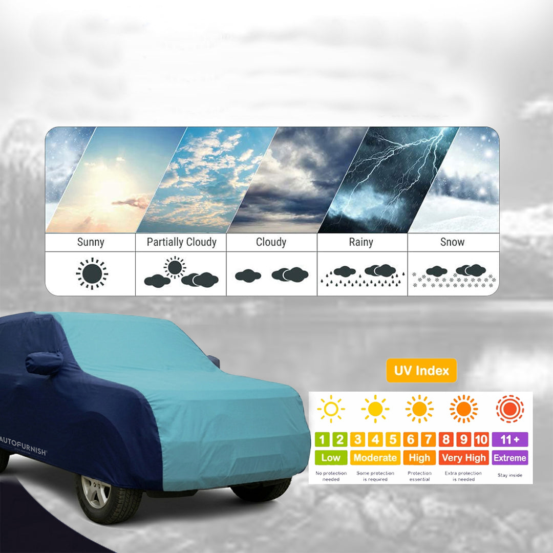 Ford EcoSport Car Body Cover, Triple Stitched, Heat & Water Resistant with Side Mirror Pockets (Sporty Series)