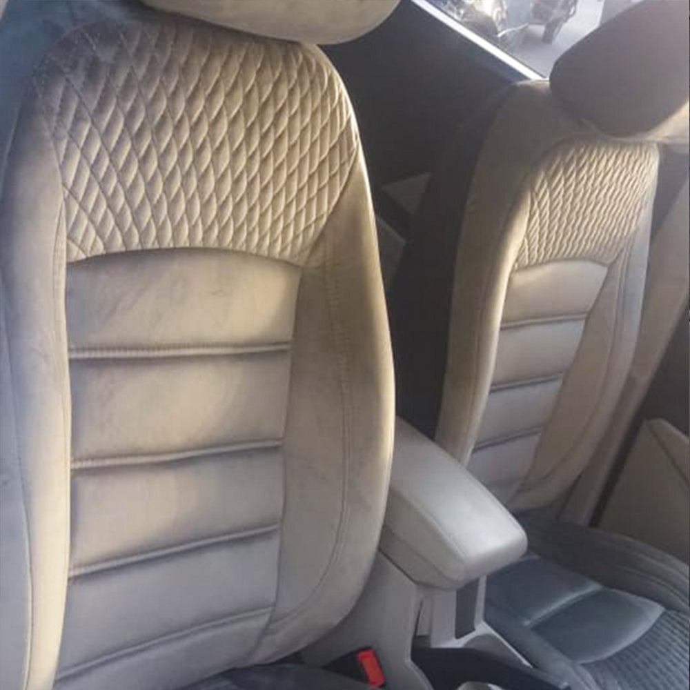 Crescent Bucket Fit Velvet Fabric Car Seat Cover For Tata Harrier