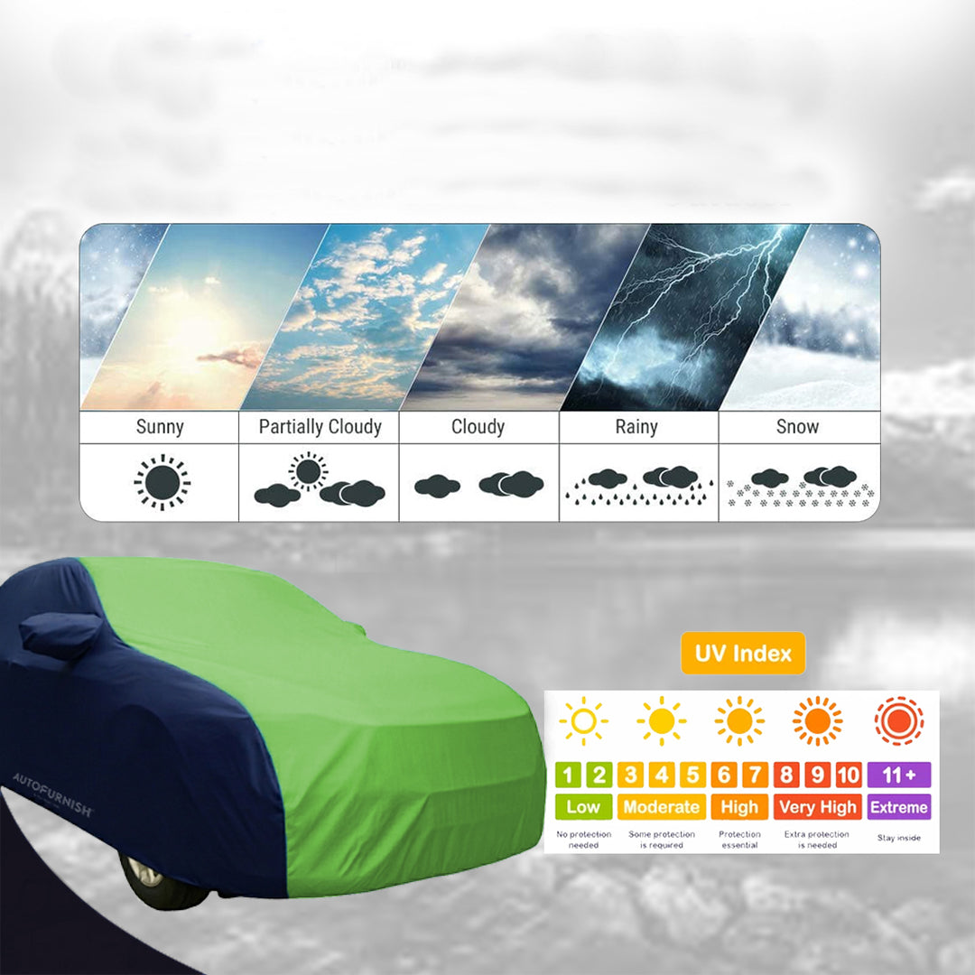 Maruti Swift Dzire 2008-16 Car Body Cover, Triple Stitched, Heat & Water Resistant with Side Mirror Pockets (SPORTY Series)
