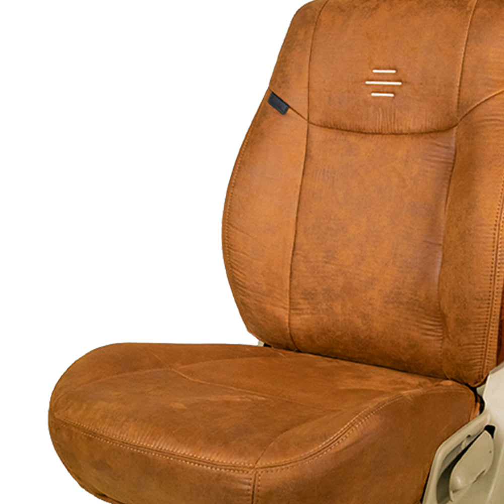 Nubuck Patina Leather Feel Fabric Car Seat Cover Tan For Citroen C3