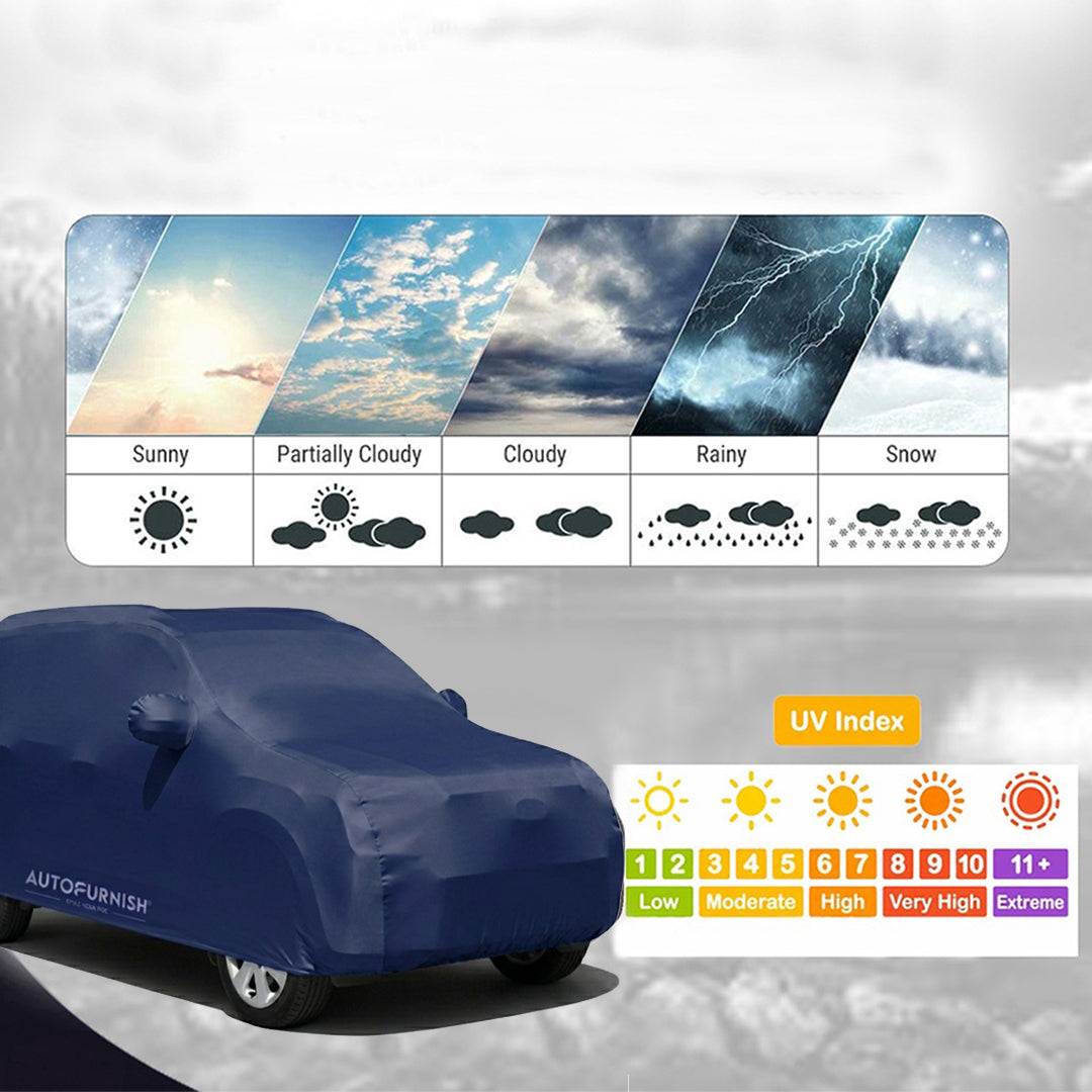 Ford EcoSport Car Body Cover, Heat & Water Resistant with Side Mirror Pockets (PARKER BLUE)