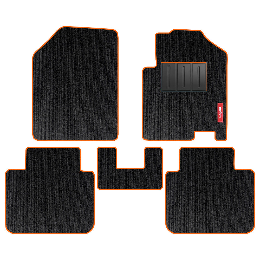 Cord Carpet Car Floor Mat Black and Orange For Maruti Brezza