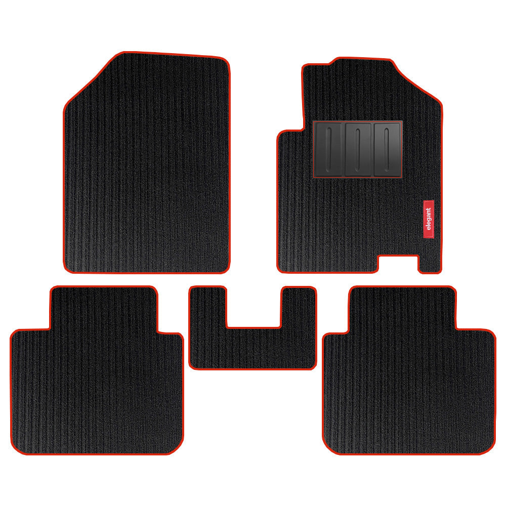 Cord Carpet Car Floor Mat Black and Red For Maruti Brezza
