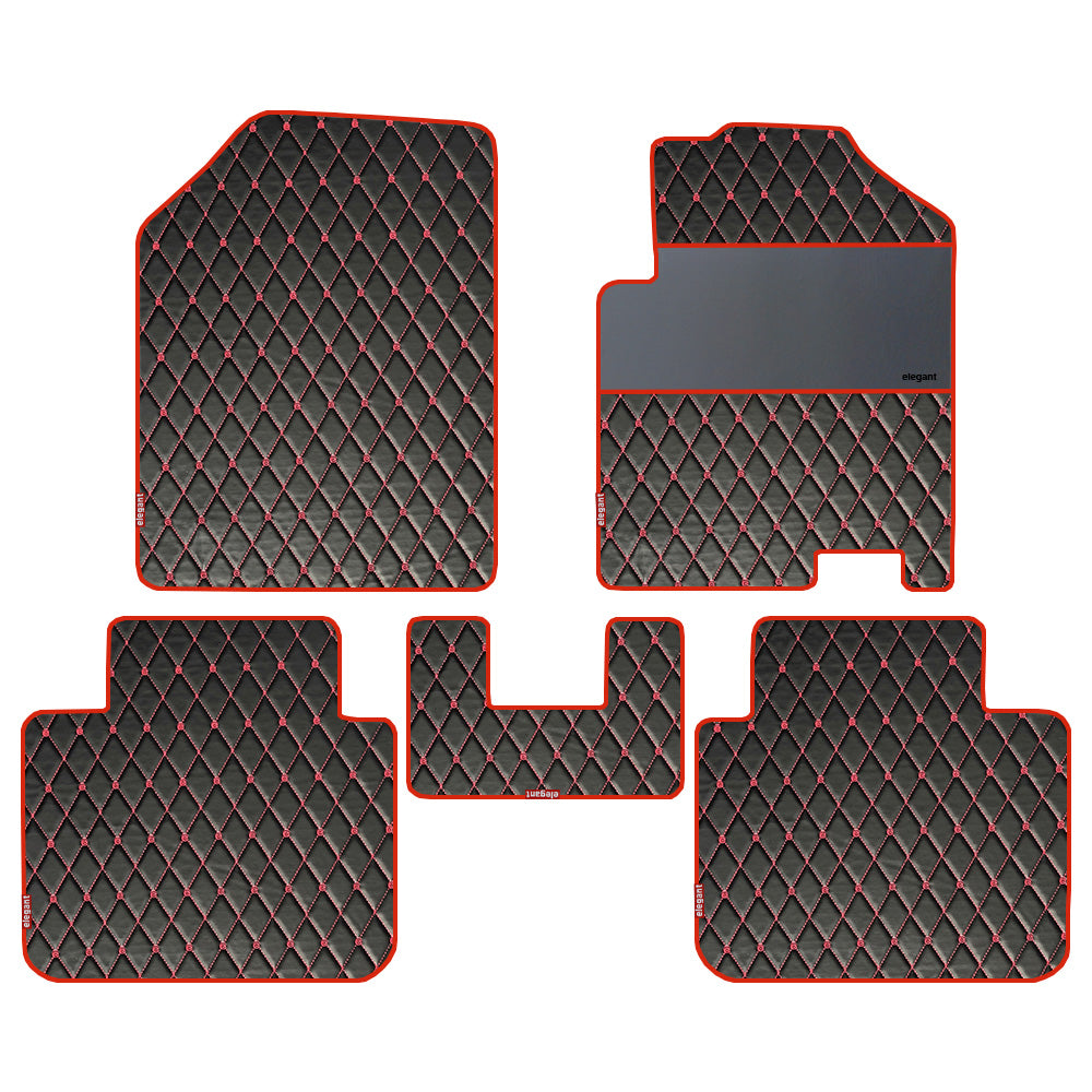 Luxury Leatherette Car Floor Mat Black and Red For Maruti Brezza