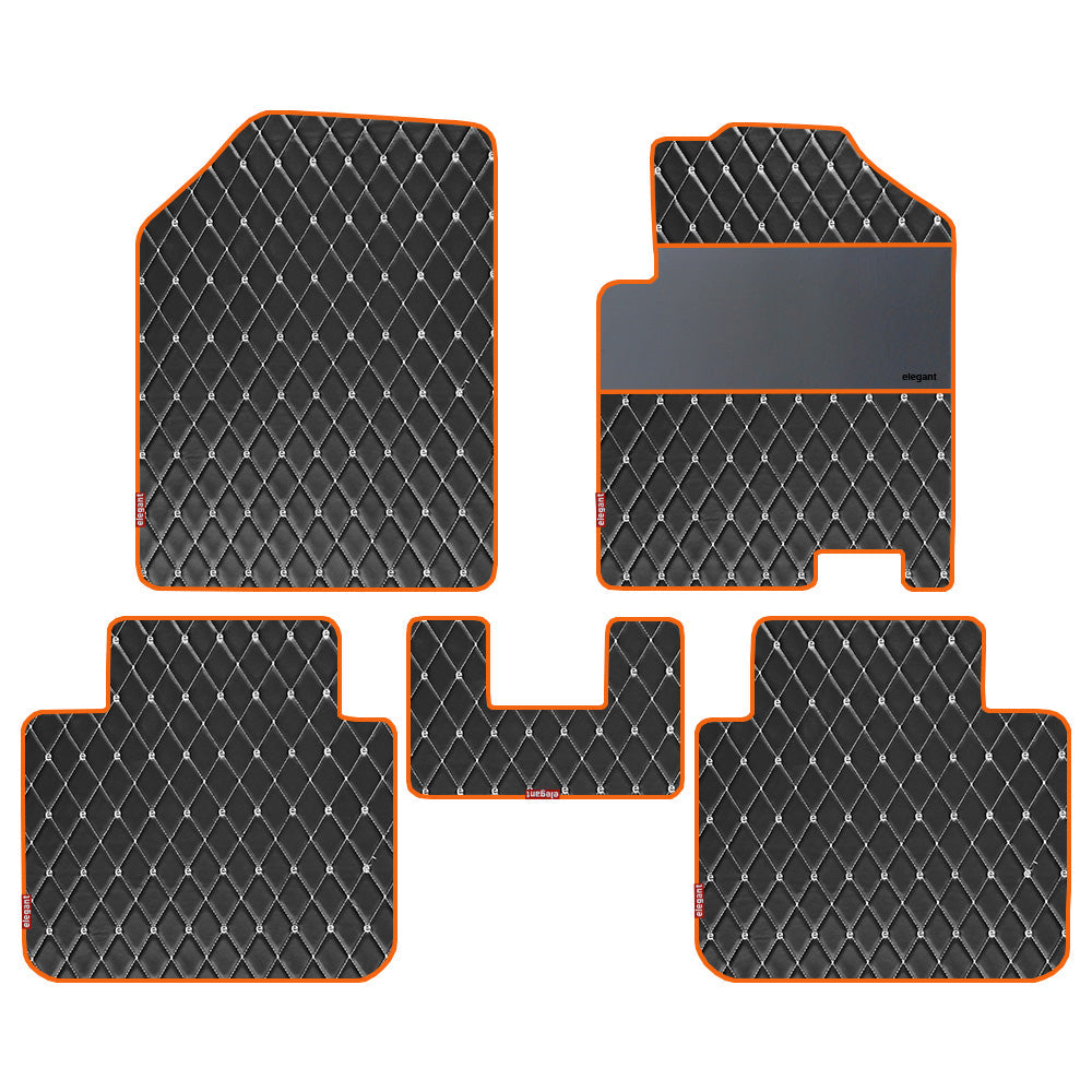 Luxury Leatherette Car Floor Mat Black and Orange For Maruti Brezza