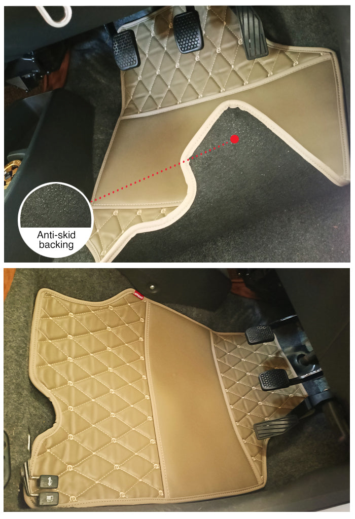 Luxury Leatherette Car Floor Mat Beige For Citroen C3