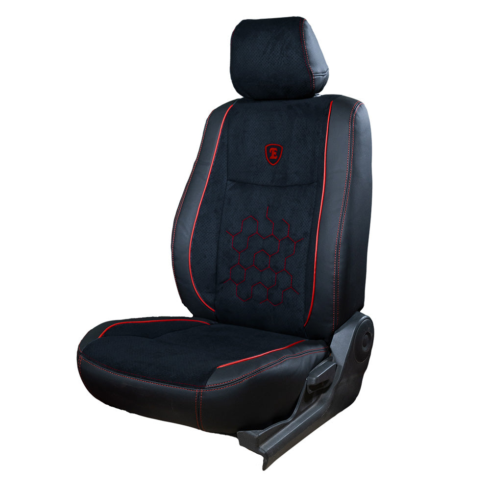Icee Perforated Fabric Car Seat Cover Black and Red For Mahindra Scorpio