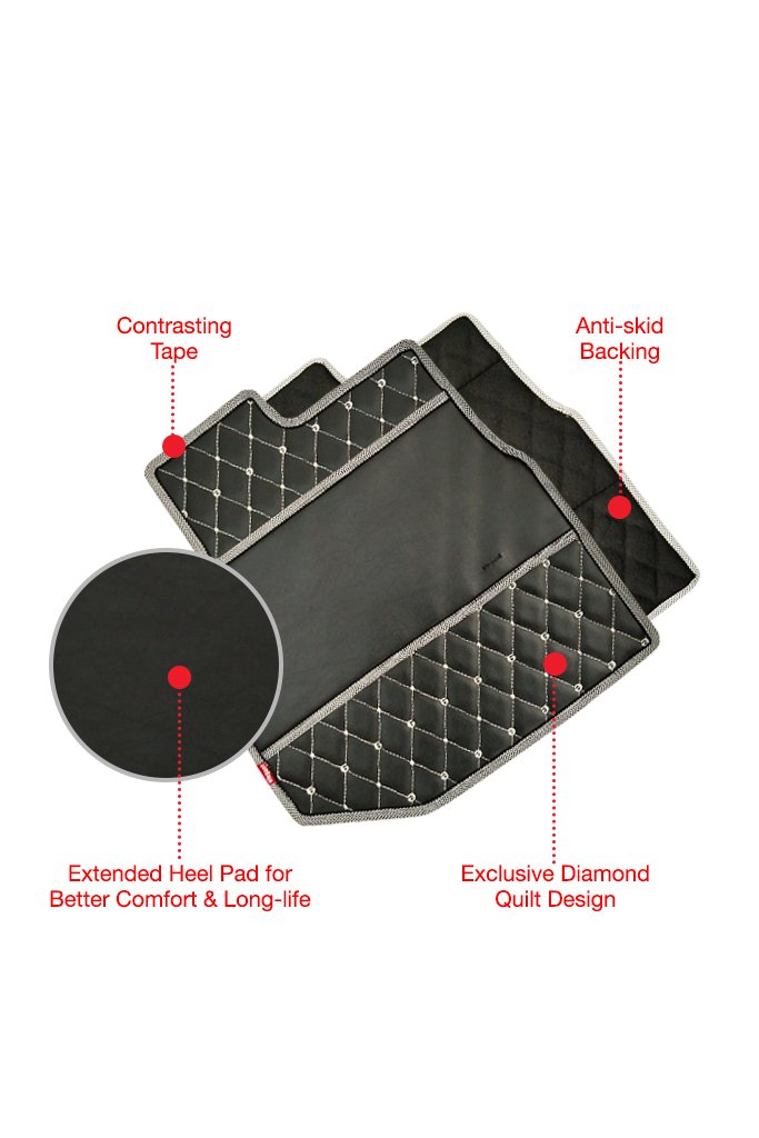 Luxury Leatherette Car Floor Mat Black and White For Mahindra XUV500