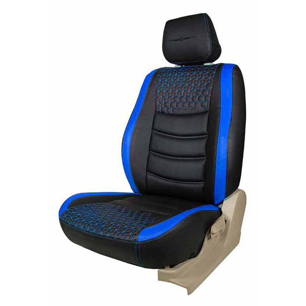 Glory Prism Art Leather Car Seat Cover Black and Blue For Mahindra Scorpio