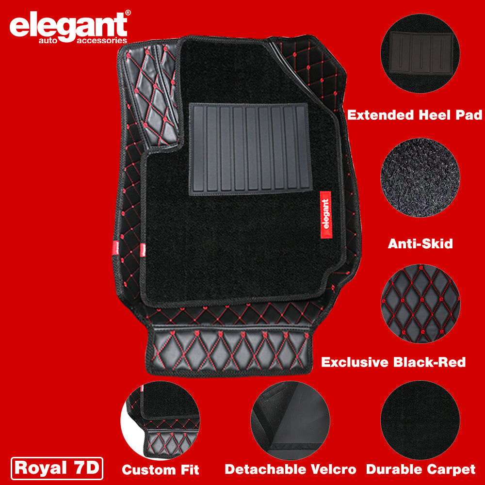 Royal 7D Car Floor Mats Black and Red For Maruti Brezza