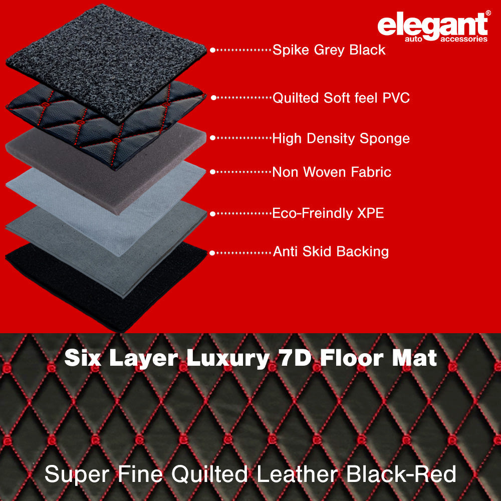7D Car Floor Mats Black and Red For Toyota Glanza