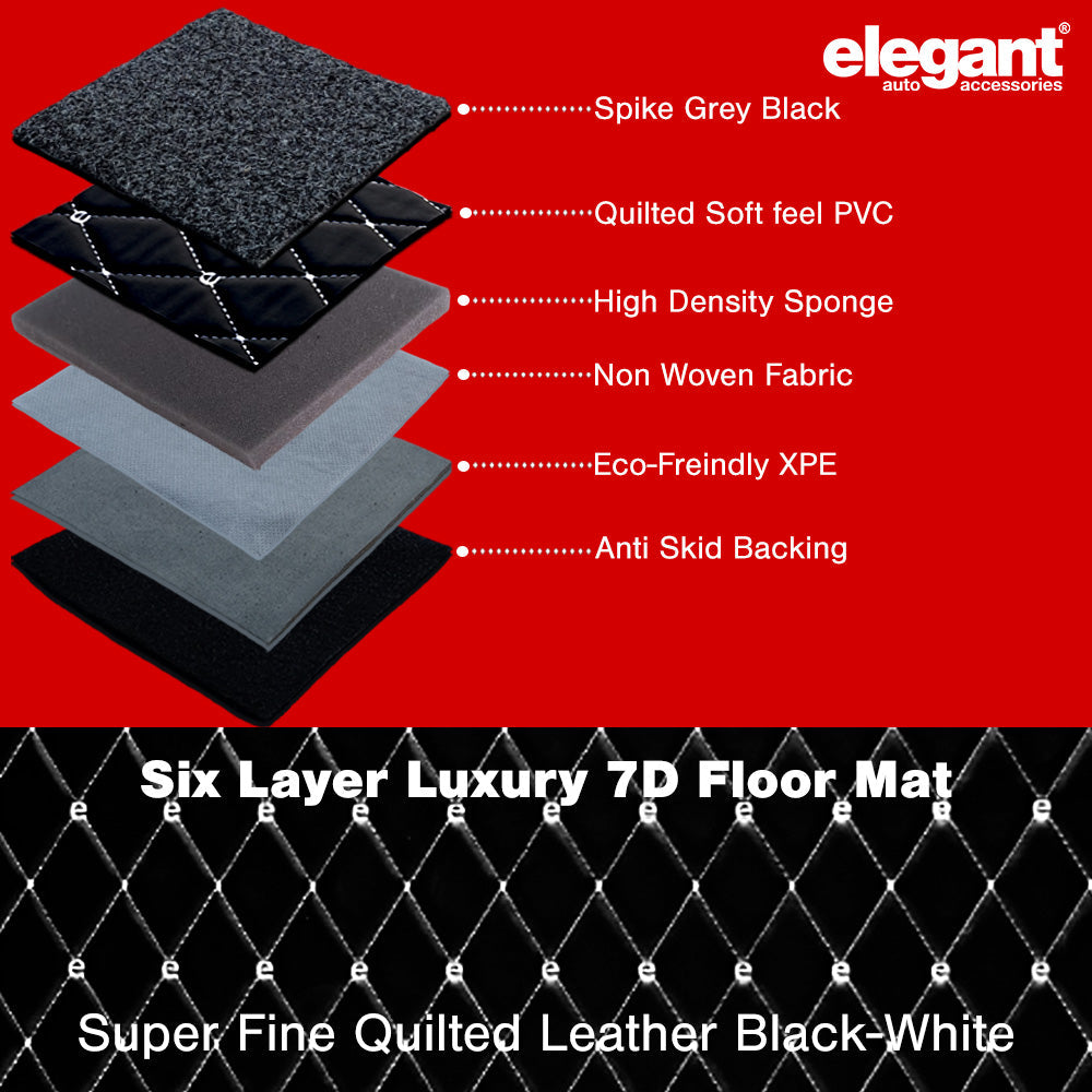 7D Car Floor Mats Black and White For Mahindra XUV500