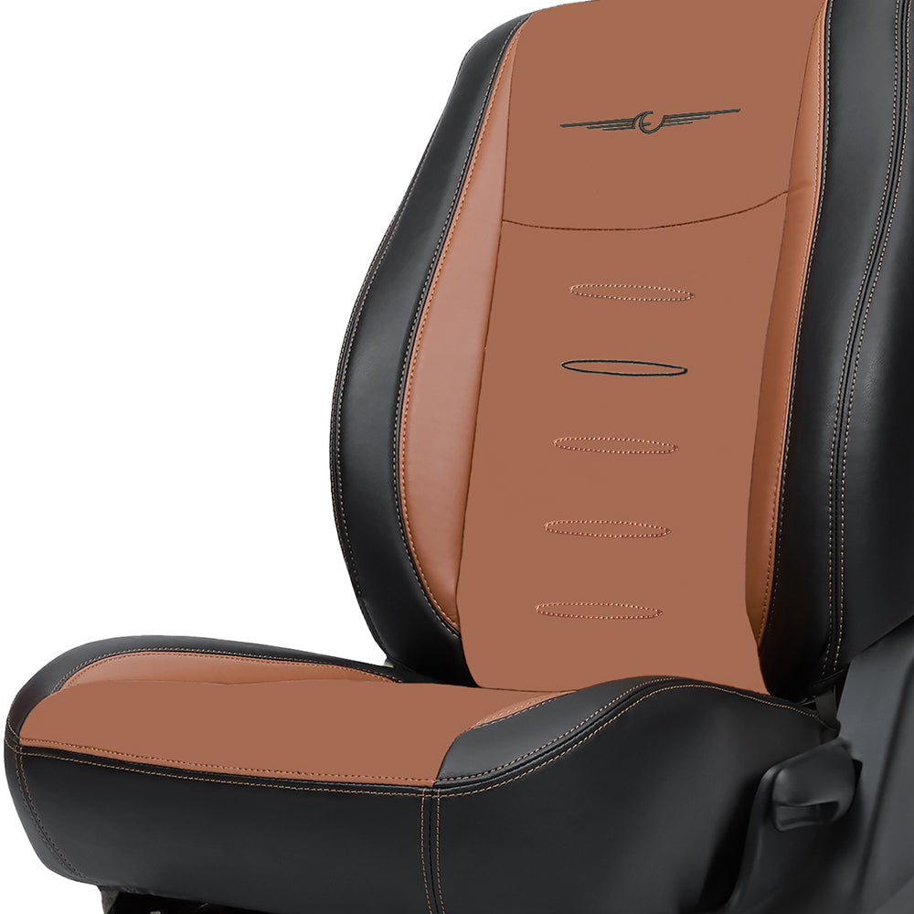 Vogue Oval Plus Art Leather Bucket Fitting Car Seat Cover Black And Tan For Maruti Brezza