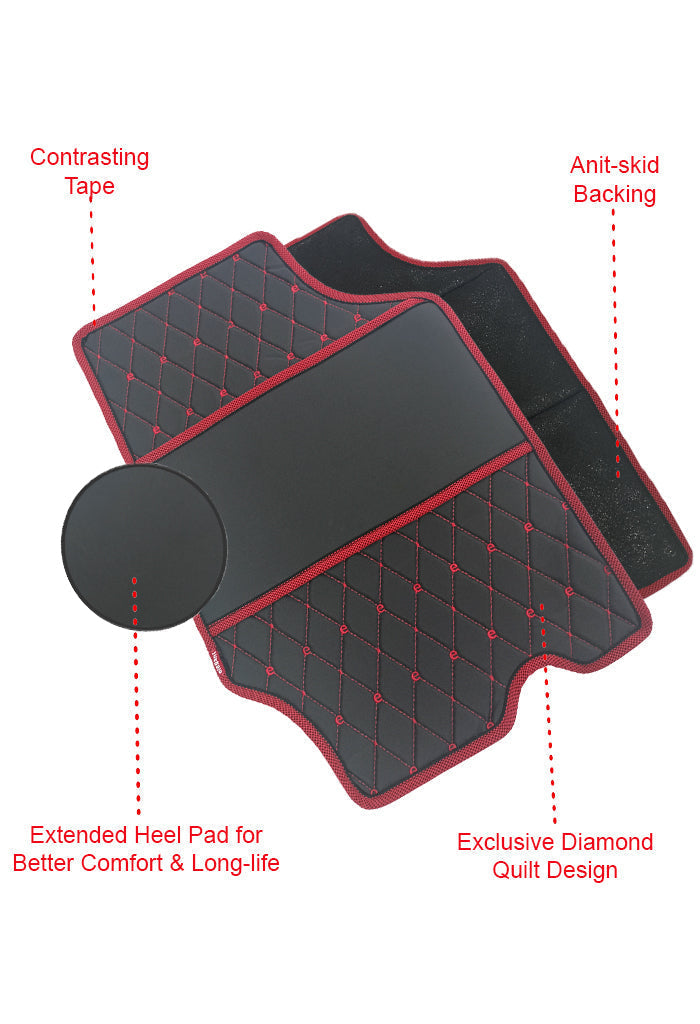 Luxury Leatherette Car Floor Mat Black and Red For Citroen C3