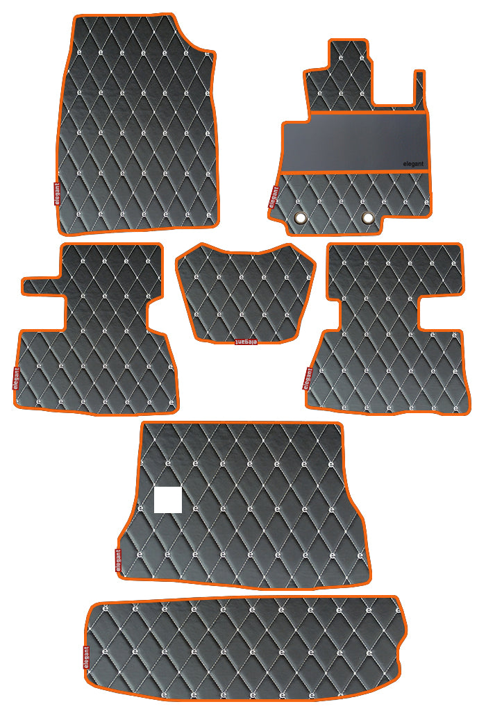 Luxury Leatherette Car Floor Mat Black and Orange For Mahindra Scorpio