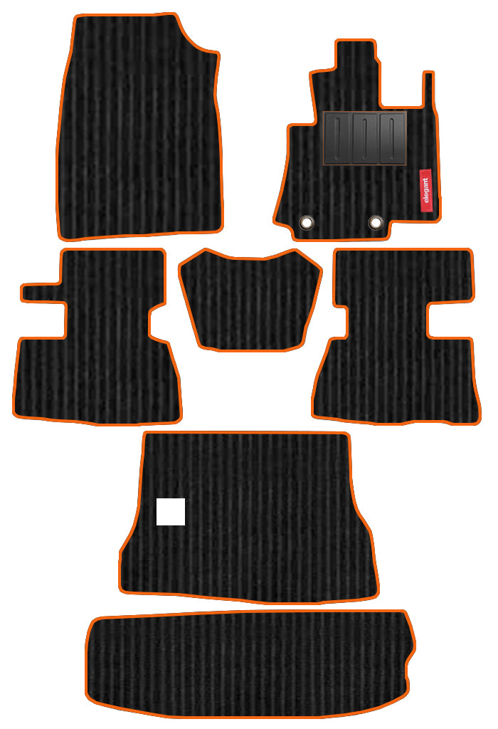 Cord Carpet Car Floor Mat Black and Orange For Mahindra Scorpio