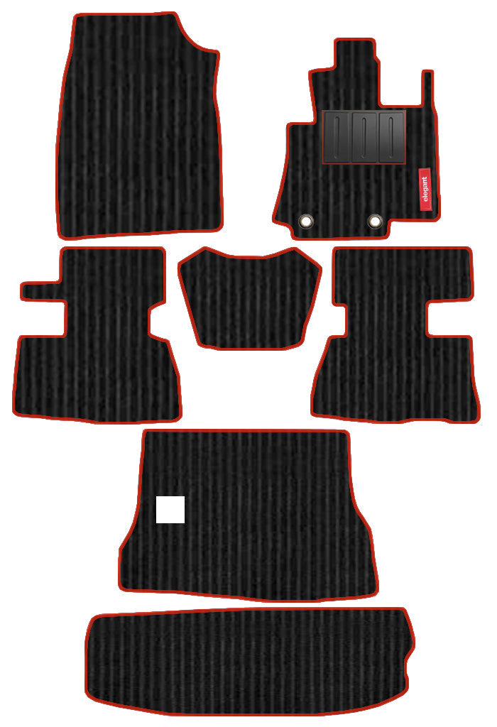 Cord Carpet Car Floor Mat Black and Red For Mahindra Scorpio