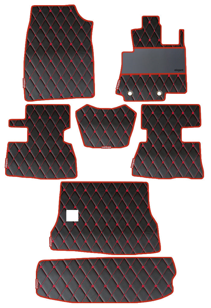 Luxury Leatherette Car Floor Mat Black and Red For Mahindra Scorpio