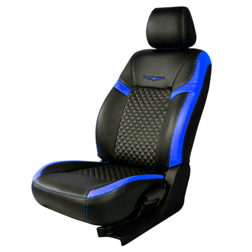 Vogue Star Art Leather Car Seat Cover Black and Blue For Maruti Brezza