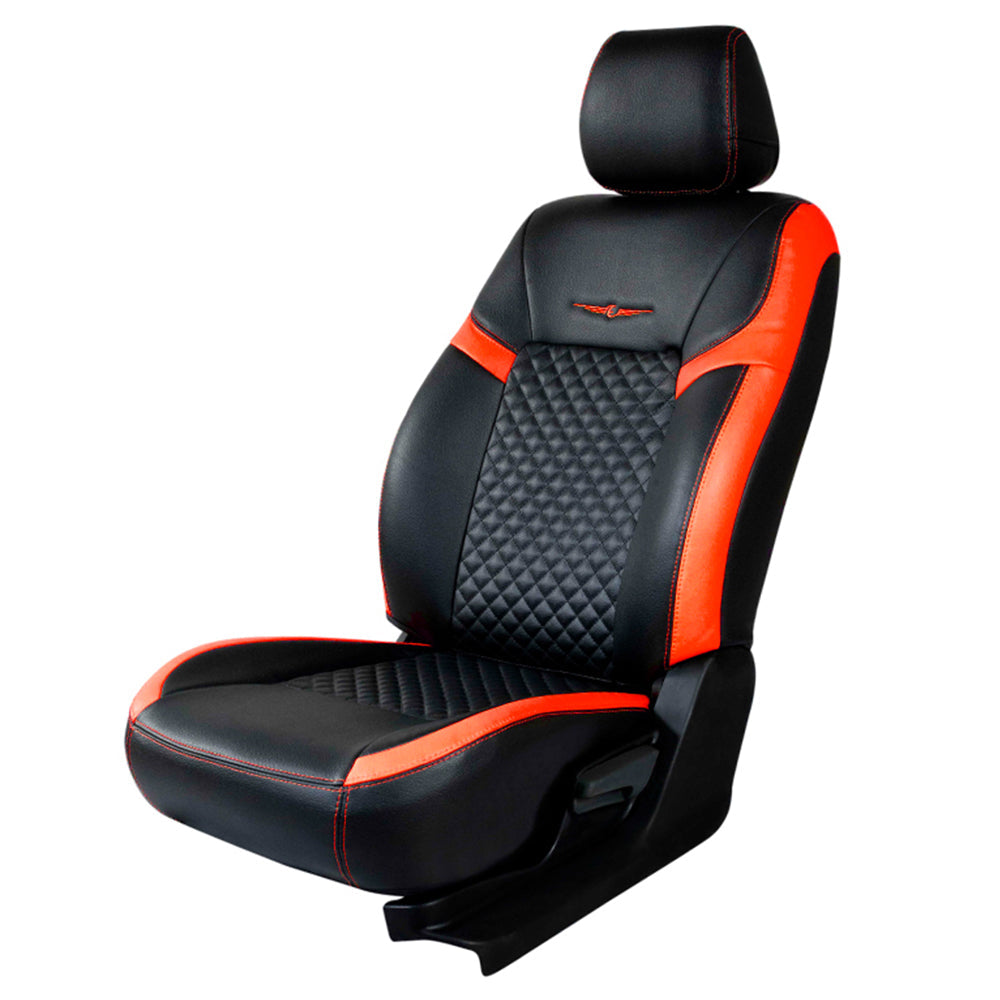 Vogue Star Art Leather Car Seat Cover Black and Orange For Maruti Brezza
