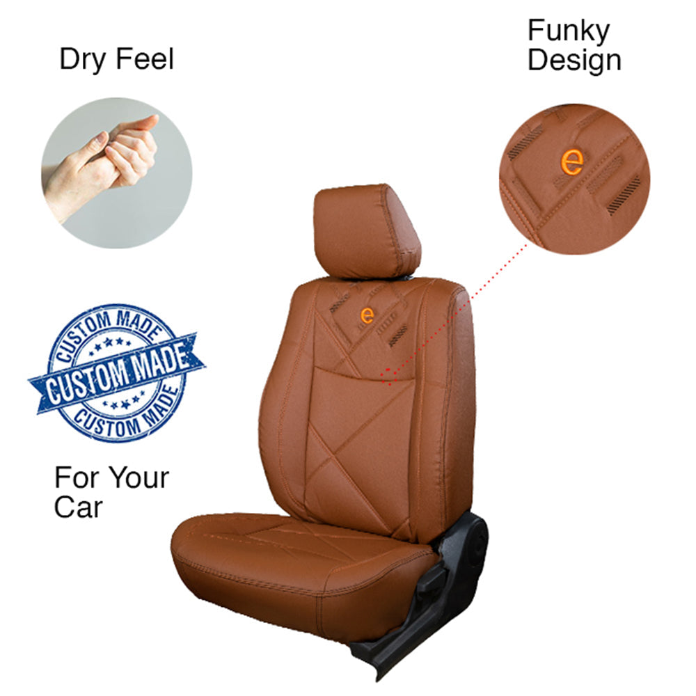 Victor Art Leather Car Seat Cover Tan and Orange For Maruti Brezza