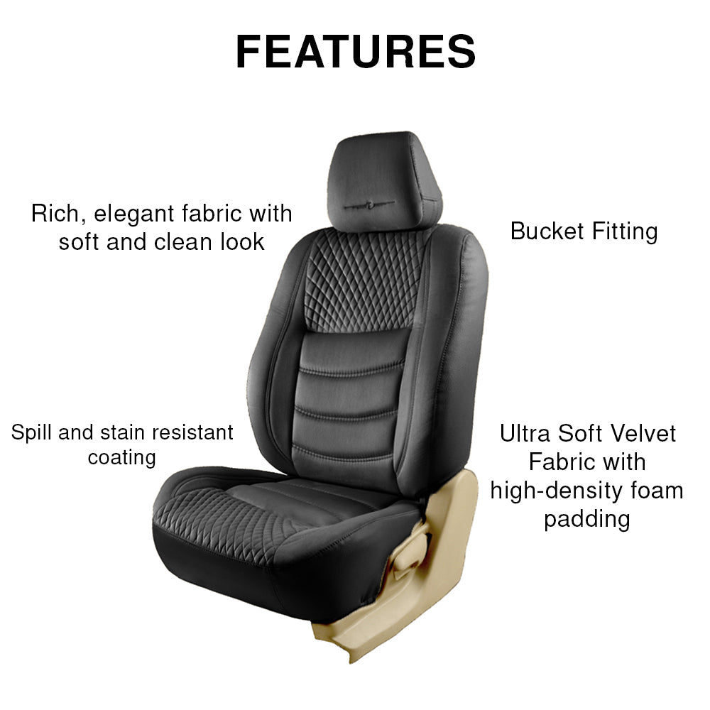 Veloba Crescent Velvet Fabric Car Seat Cover For Maruti Baleno