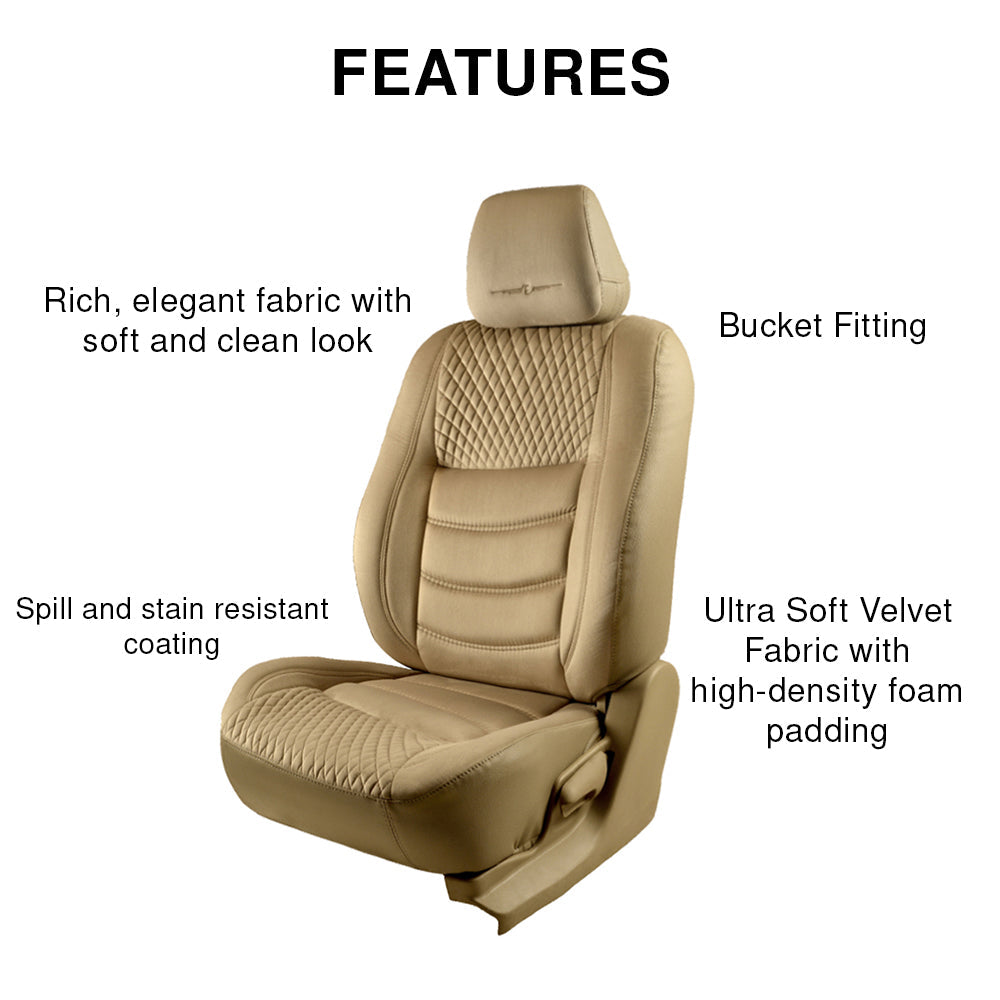 Veloba Crescent Velvet Fabric Car Seat Cover For Nissan Kicks