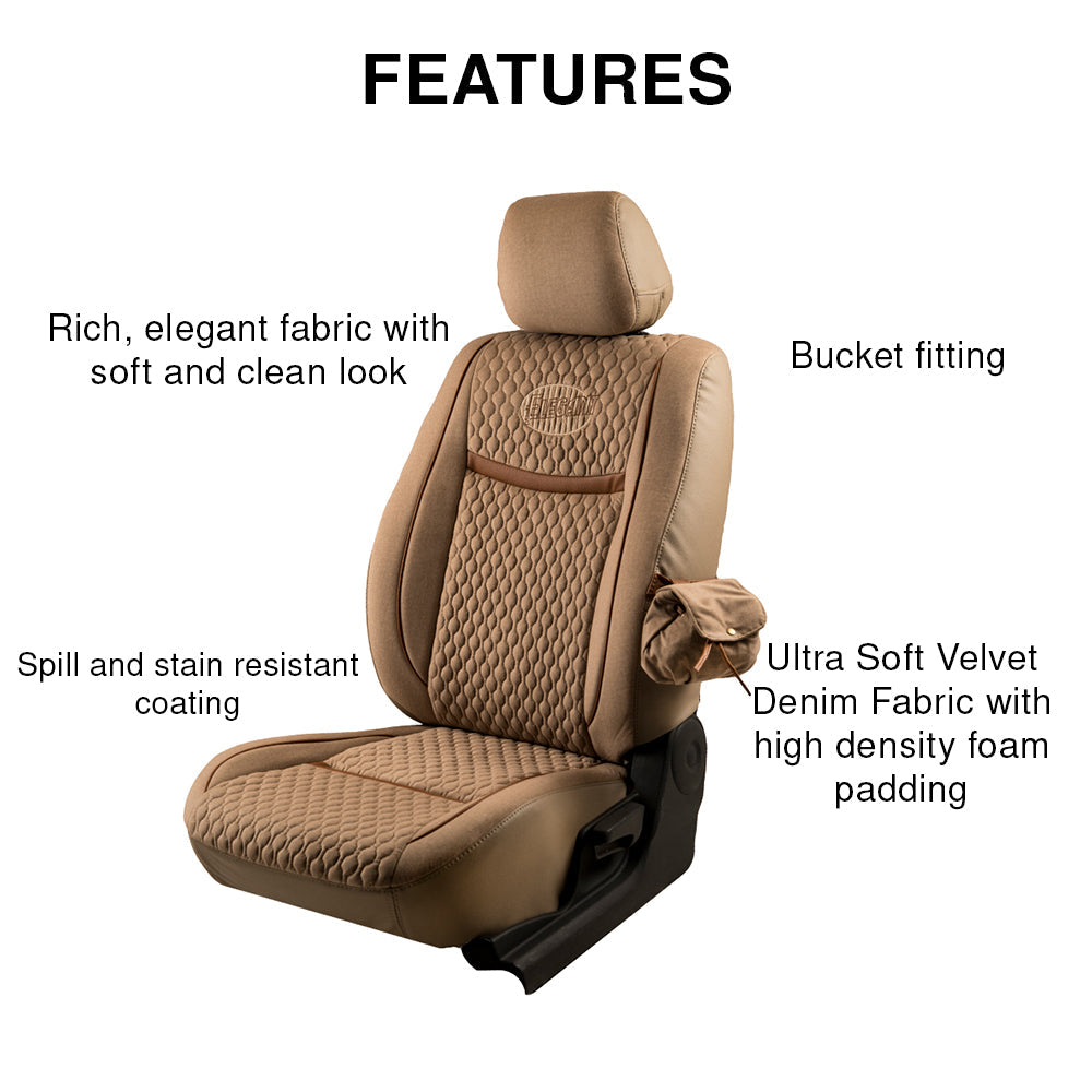 Denim Retro Velvet Fabric Car Seat Cover For Kia Seltos