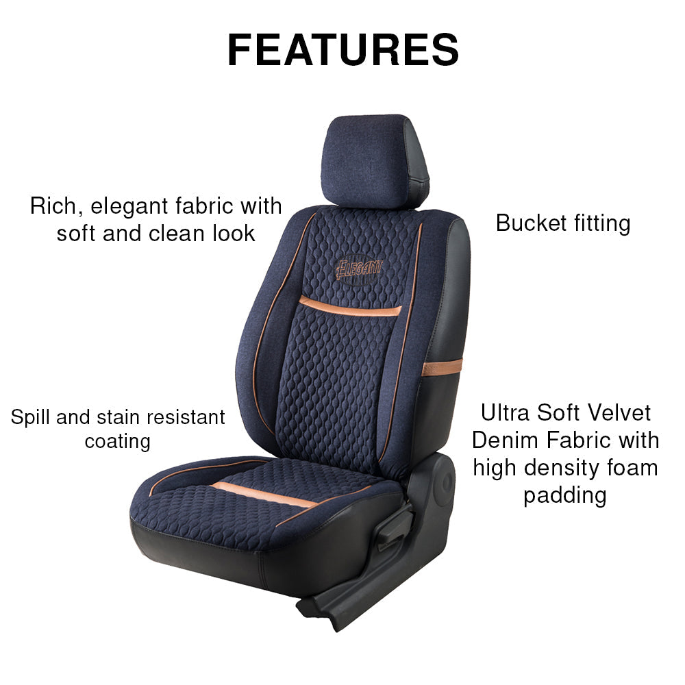 Denim Retro Velvet Fabric Car Seat Cover For Hyundai Verna