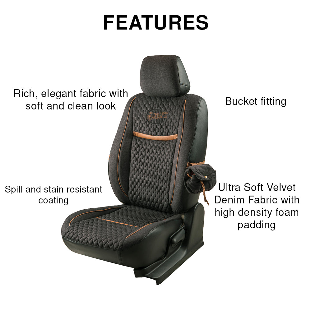 Denim Retro Velvet Fabric Car Seat Cover For Tata Punch