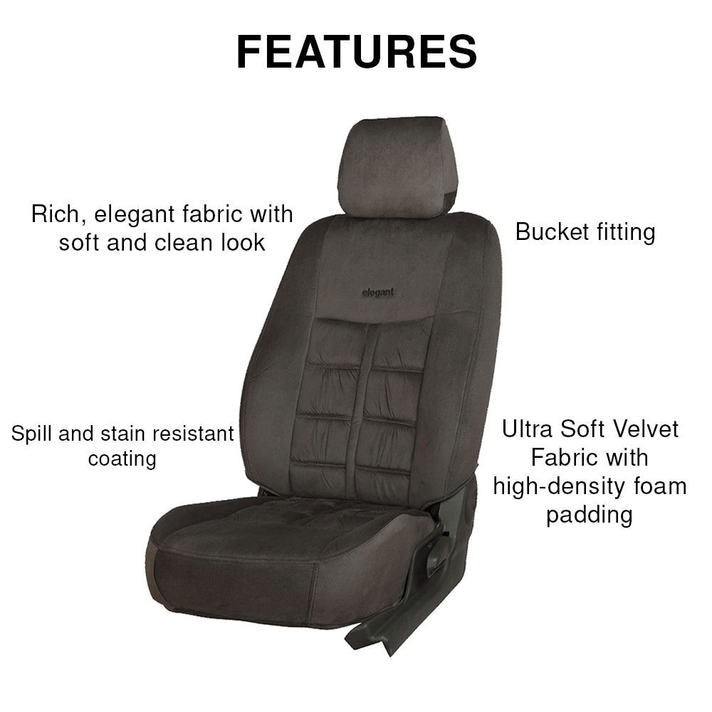 Emperor Velvet Fabric Car Seat Cover Grey For Mahindra Scorpio