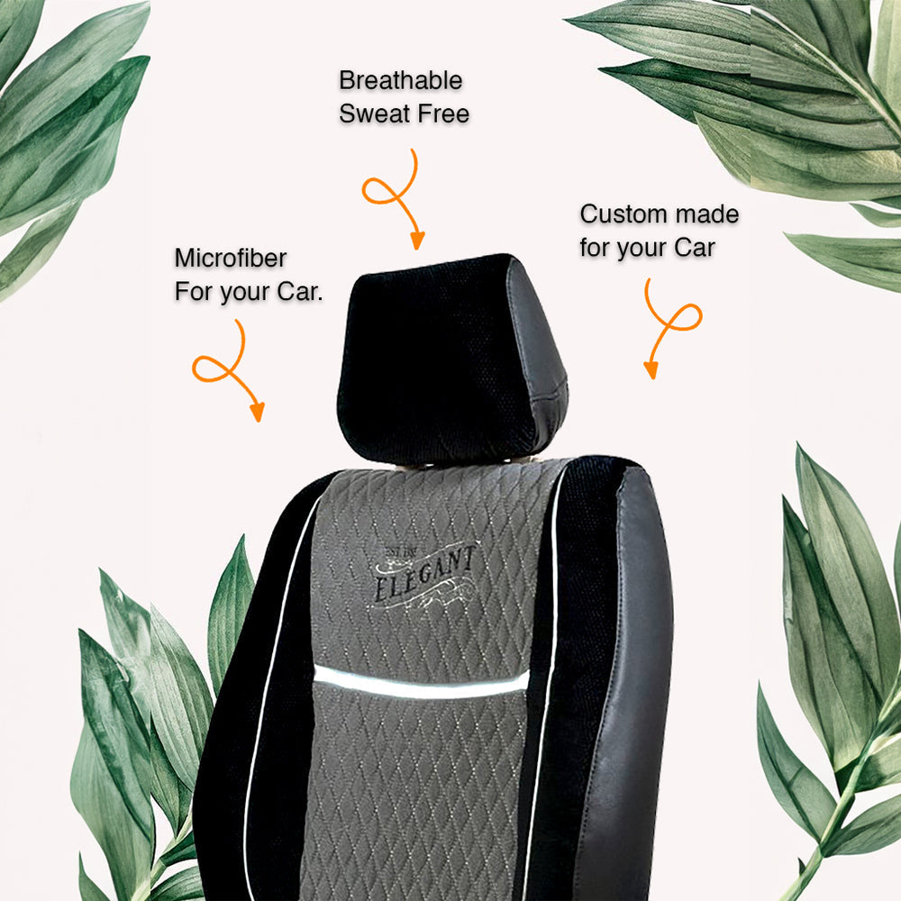 Vintage Bucket Fit Fabric Car Seat Cover For Skoda Kushaq with Free Set of 4 Comfy Cushion & Neck Rest